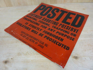 Vtg POSTED LICENSED SHOOTING PRESERVE NY Sign No Hunting Trespassing Trapping