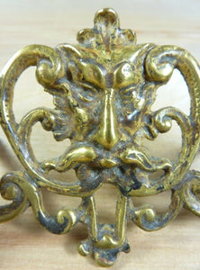 Antique 19c Brass Grotesque Face Head Koi Monster Pulls Architectural Hardware