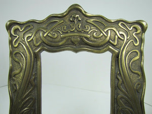 Antique Art Nouveau Frame Heart Scroll Cast Iron Brass Ornate Picture Mirror