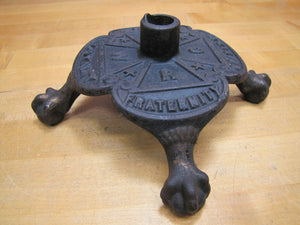 LOYALTY FRATERNITY CHARITY Antique 19c WRC Cast Iron CLAW FEET Flag Pole Stand