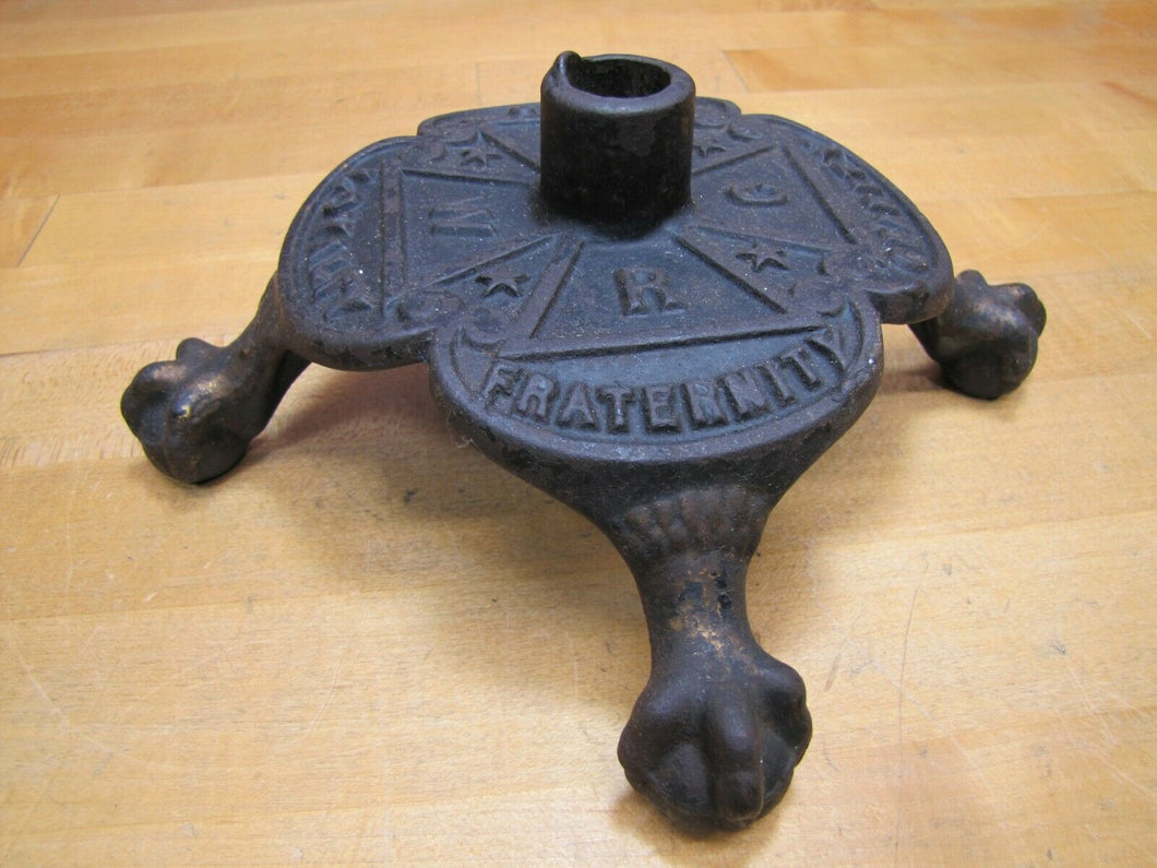 LOYALTY FRATERNITY CHARITY Antique 19c WRC Cast Iron CLAW FEET Flag Pole Stand