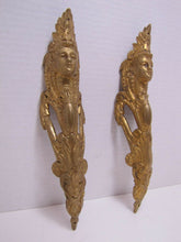 Load image into Gallery viewer, Brass Maidens Head Old Pair Decorative Arts Architectural Hardware Elements
