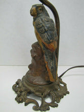 Load image into Gallery viewer, PARROT ON STUMP Antique Cast Iron Decorative Art Lamp htf unique old bird light
