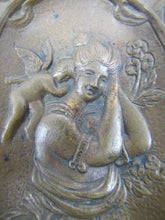 Load image into Gallery viewer, MAIDEN CHERUB FLOWERS Antique Decorative Arts Bronze Tray Card Tip Trinket
