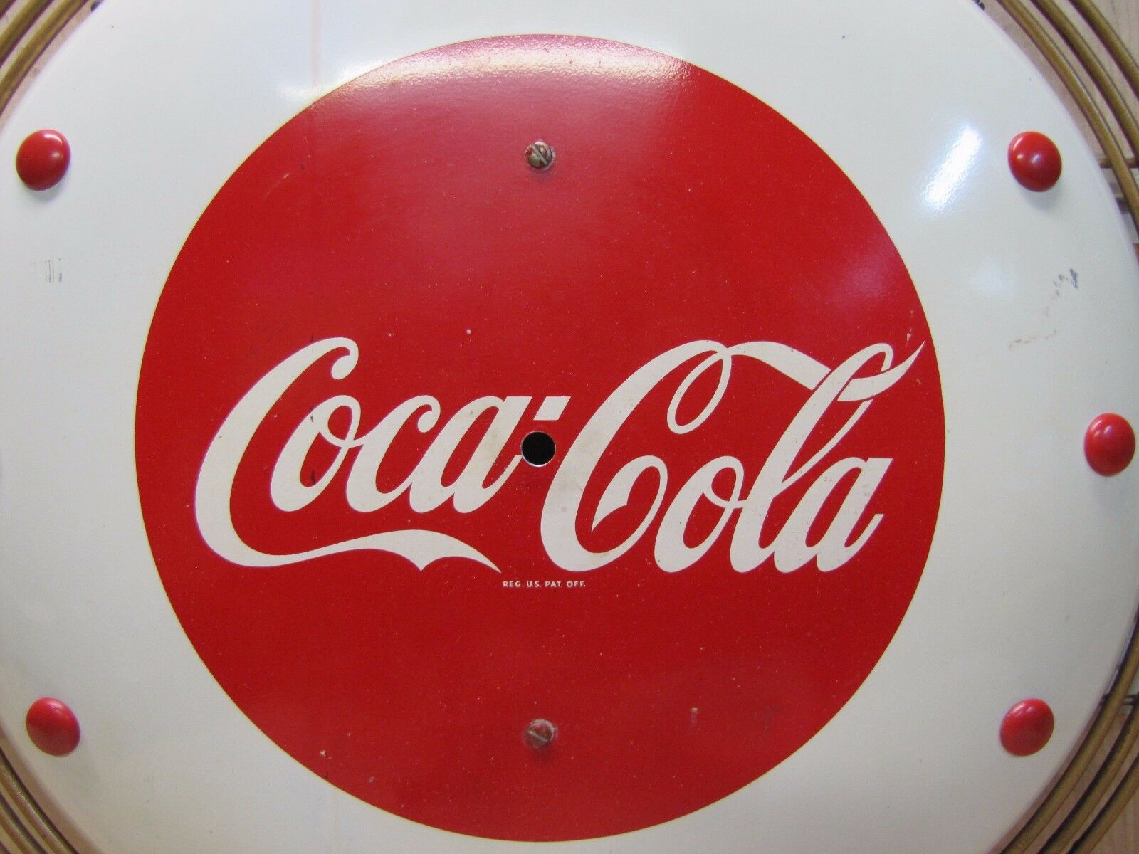 WORKING 1940s Art Deco Coca-Cola Promo Clock Sign tin masonite prop of coke  NICE