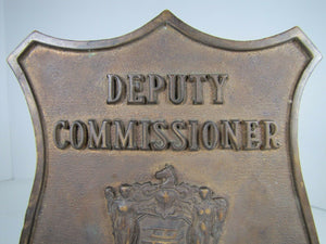 DEPUTY COMMISSIONER HUDSON CO BLVD Old Bronze Badge Plaque Nameplate Advertising Sign Auto Truck Badge