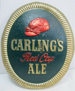 CARLING'S RED CAP ALE Beer Sign 1930s BASTIAN BROS Co NY USA Bar Pub Tavern Ad