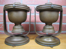 Load image into Gallery viewer, Antique Nautical Pair Brass Gimbal Oil Lamps Pivoting Swivel Ship Boat Lights
