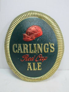 CARLING'S RED CAP ALE Beer Sign 1930s BASTIAN BROS Co NY USA Bar Pub Tavern Ad