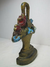 Load image into Gallery viewer, BASKET of FLOWERS Antique Cast Iron Doorstop Old Paint Decorative Art Statue
