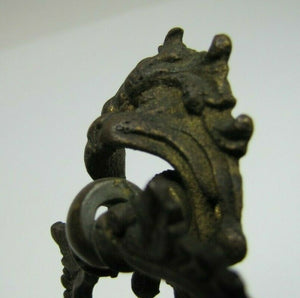 MONSTER BEAST Antique 19c Bronze Pull Ornate Figural Victorian Hardware Element