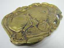 Load image into Gallery viewer, Maiden Bonnet Sailing Ship Ocean Fish Old Brass Tray Ashtray Card Tip Trinket
