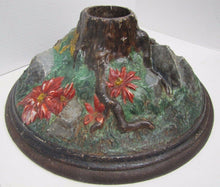 Load image into Gallery viewer, Antique Cast Iron Christmas Tree Stand poinsettia rocks roots Exquisite *Rare
