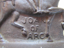 Load image into Gallery viewer, Orig 1920s JOAN of ARC Cast Iron Bookend rare SNEAD &amp; Co JERSEY CITY NJ
