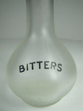 Load image into Gallery viewer, Old BITTERS Frosted Glass Bottle w Black Detail Bar Pub Tavern Liquor Ad
