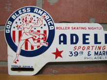 Load image into Gallery viewer, GOD BLESS AMERICA ADELPHIA ROLLER SKATING PHILA Old License Plate Topper Sign
