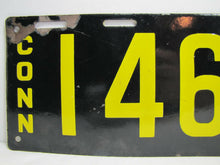 Load image into Gallery viewer, Antique Porcelain 1915 Connecticut License Plate - Conn 14696 - black yellow
