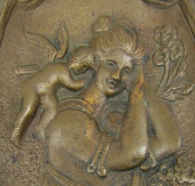 Load image into Gallery viewer, MAIDEN CHERUB FLOWERS Antique Decorative Arts Bronze Tray Card Tip Trinket
