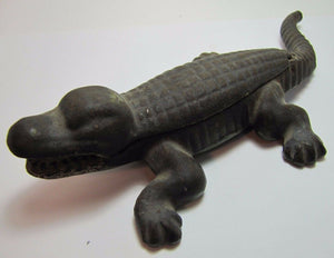 Antique Cast Iron Alligator match safe trinket tray top lift old original paint