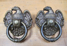 Load image into Gallery viewer, Old Pair Figural EAGLE Pulls Hangers Decorative Architectural Hardware Elements

