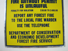 Load image into Gallery viewer, Orig PREVENT FOREST FIRES Sign reflective fire warden fire permit dept conser
