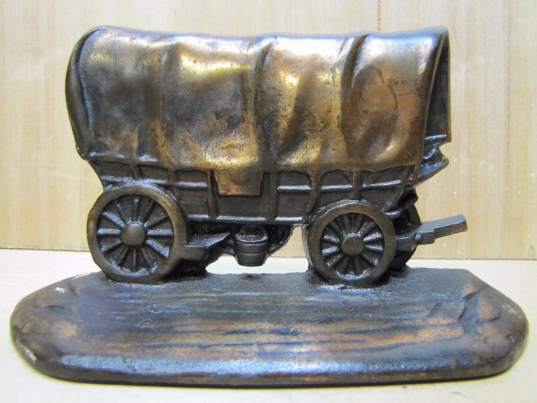 Antique Western Covered WAGON W.H. Howell Co Cast Iron Decorative Art Bookend