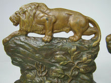 Load image into Gallery viewer, CROUCHING LION Connecticut Foundry c1930 Bookends Decorative Art Statues
