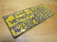 Load image into Gallery viewer, 1944 VENDOR Embossed Tin Truck Auto Plate Sign DOOR BARROW 1 HORSE 2 HORSE MOTOR

