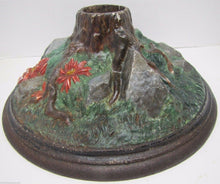 Load image into Gallery viewer, Antique Cast Iron Christmas Tree Stand poinsettia rocks roots Exquisite *Rare
