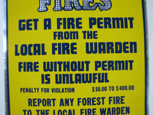 Load image into Gallery viewer, Orig PREVENT FOREST FIRES Sign reflective fire warden fire permit dept conser
