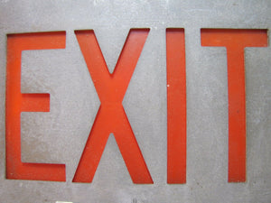 EXIT Lighted Sign MILLER Framed Metal Back Mount Vintage Industrial Shop Safety