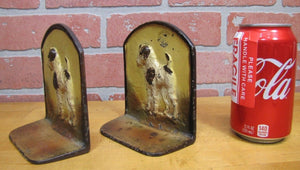 Old Cast Iron TERRIER Bookends figural wire fox dog book ends old paint