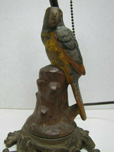 Load image into Gallery viewer, PARROT ON STUMP Antique Cast Iron Decorative Art Lamp htf unique old bird light
