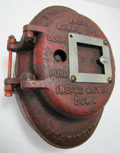 Load image into Gallery viewer, Antique FIRE ALARM Box Patent 1908 Cast Iron oval embossed lettering heavy old
