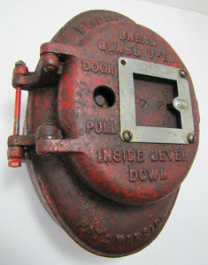 Antique FIRE ALARM Box Patent 1908 Cast Iron oval embossed lettering heavy old