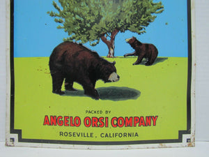 ORSI PURE OLIVE OIL Embossed Tin Ad Sign ANGELO ORSI CO ROSEVILLE CALIFORNIA