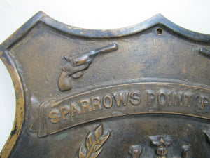 1940s SPARROWS POINT POLICE PISTOL TOURNAMENT Bronze Plaque Sign High Relief