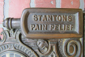 19c STANTONS PAIN RELIEF REMEDY Quack MedicIne Drug Store Sign Advertising Clock