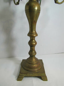 Antique 19c Candelabra Seven w Six Arms Heavy Brass Ornate Candle Holder Patina