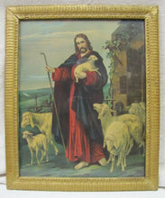 Load image into Gallery viewer, Antique Framed Print &#39;The Good Shepherd&#39; old litho gold detailed frame artwork
