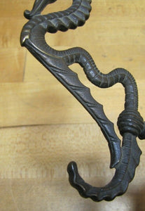 Antique 19c Bronze SeaHorse Serpent Hanger Bracket Hook Ornate Hardware Element