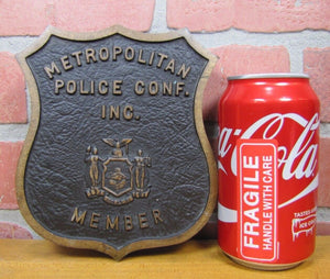 METROPOLITAN POLICE MEMBER Old Bronze Embossed Auto Truck Emblem Badge