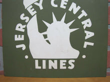 Load image into Gallery viewer, JERSEY CENTRAL LINES Sign Railroad Train Advertising Wood Board Vintage RR Ad
