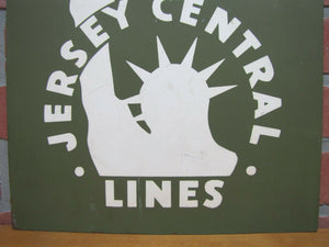 JERSEY CENTRAL LINES Sign Railroad Train Advertising Wood Board Vintage RR Ad