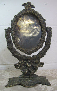 Antique Decorative Art Picture Mirror Frame Cherubs Cupid floral swivel ornate