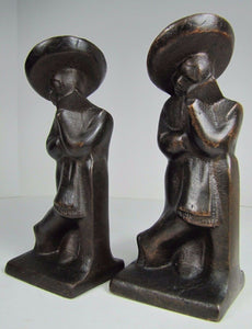 LAZY PEDRO HUBLEY USA 493 Old Cast Iron Bookends Decorative Art Statues