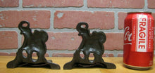 Load image into Gallery viewer, Antique HUNTER TIGER ELEPHANT Bookends cast iron orig old paint small detailed
