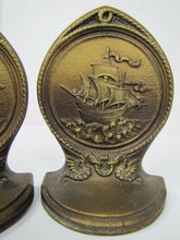 Load image into Gallery viewer, Antique BRADLEY HUBBARD Bookends SAILING SHIPS MYTICAL BEASTS Ornate B&amp;H
