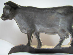 Old Cast Iron Enamel Cow Cattle Farm Butcher Shop Advertising Doorstop Artwork Exquisite Statue