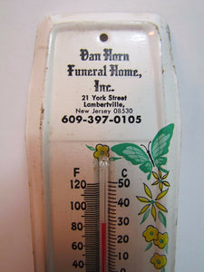 VAN HORN FUNERAL HOME LAMBERTVILLE NEW JERSEY Vtg Advertising Thermometer Sign